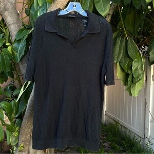 Todd Snyder Linen-Cotton Polo in Black.